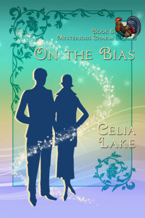 Book cover for On the Bias: Two silhouetted figures on a green and purple backgroud with a rooster inset in the top right.